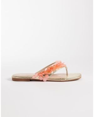 Glamorous Flip Flops With Shell - Pink
