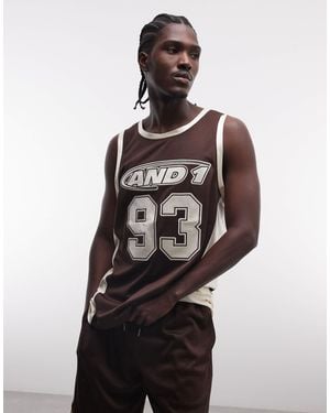AND1 Débardeur d'ensemble à logo avec empiècements contrastants - marron chocolat