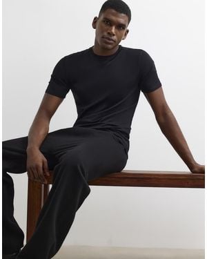 River Island Muscle Fit Cotton Blend Stretch T-Shirt - Black
