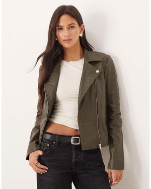 Y.A.S Premium Leather Biker Jacket - Brown