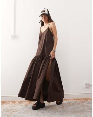 Monki Tiered Floaty Maxi Dress With Low Tie Back Detail - White