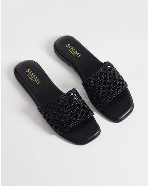 SIMMI Simmi London Luna Woven Flat Sandals - Black