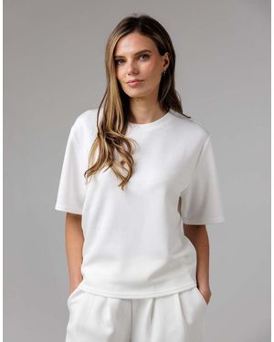 French Connection Luxe Short Sleeve Crew Neck Pinched Top - Grey