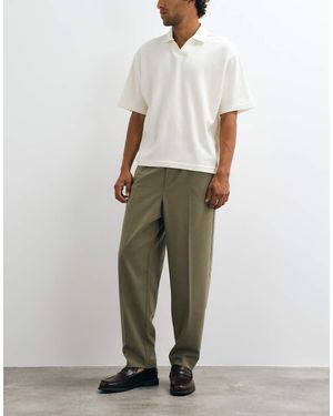 ASOS Tailored Pull On Comfort Stretch Relaxed Tapered Trousers - Natural