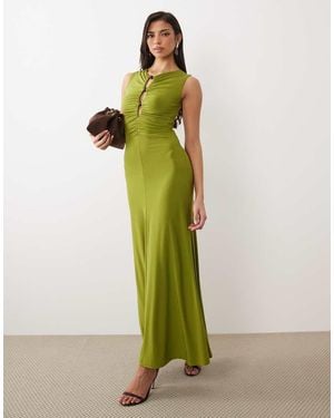 Forever New Jersey Ruched Bead Detail Maxi Dress - Green
