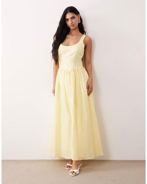 Bardot Lawrence Ramie Cotton Scoop Neck Corset Detail Maxi Dress - Natural