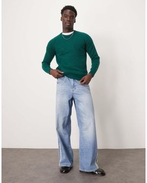 SELECTED Crew Neck Fluffy Alpaca Knitted Sweater - Green