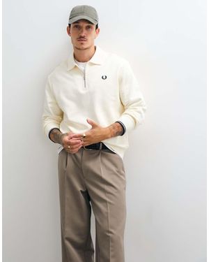 Fred Perry Sudadera Con Cuello Y Media Cremallera En-Blanco - Gris