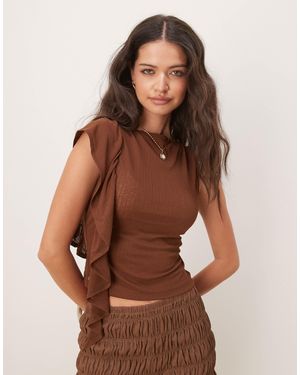 ASOS – geripptes, griffiges oberteil - Braun