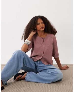 Vila – kurzärmlige strickjacke - Blau