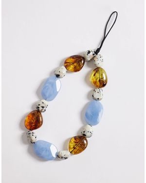 ASOS Beaded Phone Charm With Faux Semi Precious Stones - Blue