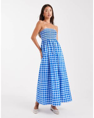 New Look – trägerloses, kariertes midikleid - Blau