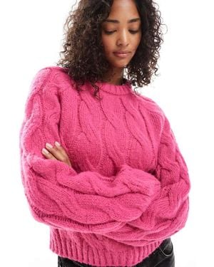 Pieces Cable Knit Jumper - Pink