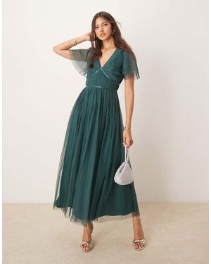 ANAYA Ribbon Detail Bridesmaid Midi Dress - Blue