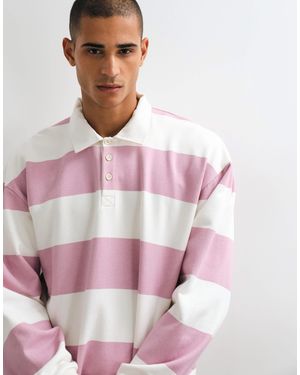 ASOS Oversized Striped Rugby Polo - Pink