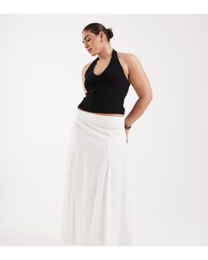 ASOS Asos Design Curve Cotton Godet Maxi Skirt - White