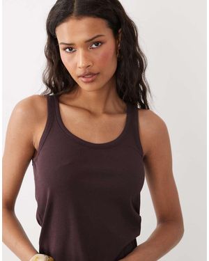 ARKET Jersey Vest Top With Deep Scoop - Brown