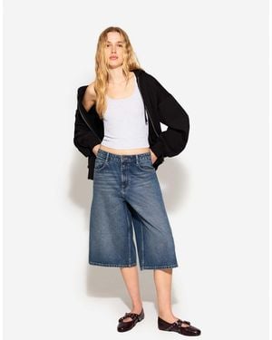 Bershka Bermuda baggy en jean - denim - Bleu