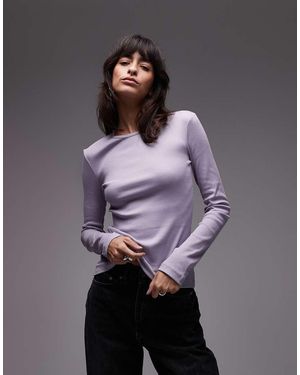 & Other Stories Zachte Geribbelde Jersey Top Met Lange Mouwen - Paars