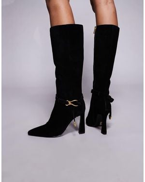 Steve Madden Botas Por La Rodilla Negras Con Detalle De Hebilla Anudada De Ante Sirrens De - Negro