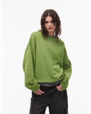 TOPSHOP Felpa Premium Con Cuciture A Vista - Verde