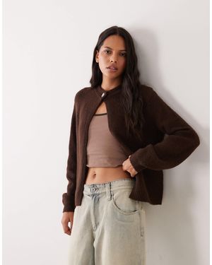 Y.A.S Knitted Sweater With Single Hammered Button - Brown