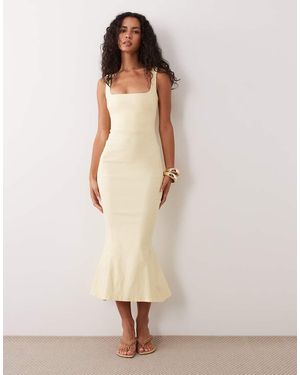 Vesper Vestido Midi Sin Mangas De Cuello Cuadrado Y Bajo Evasé En - Neutro