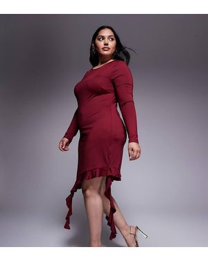 Renee Studio Vestito Corto A Maniche Lunghe Sinuoso - Rosso