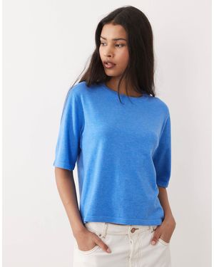 Vila Short Sleeve Knitted T-shirt - Blue