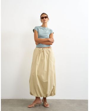 TOPSHOP Poplin Bubble Hem Maxi Skirt - White