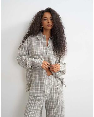 TOPSHOP Co-Ord Overhemd Met Monochrome Ruit - Grijs