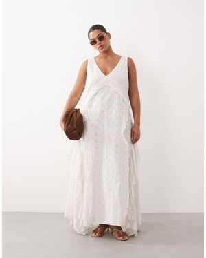 ARRANGE Curve Broderie Tiered Maxi Dress - Natural