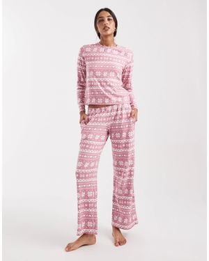 Hollister Low Rise Wide Leg Pajama Bottoms - Pink