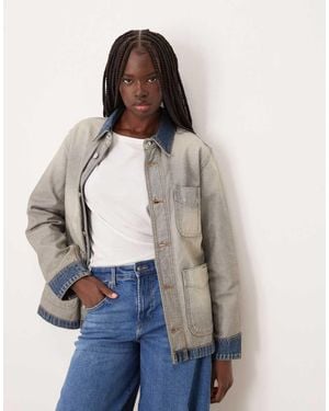 Calvin Klein Cotton Chore Jacket With Contrast Detail - Blue