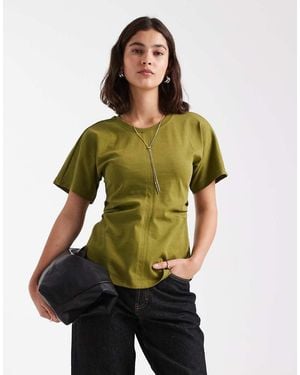 ONLY Cinch Waist T-shirt - Green