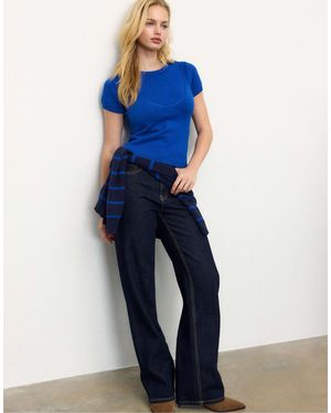 Stradivarius – kurzärmliger strickpullover - Blau