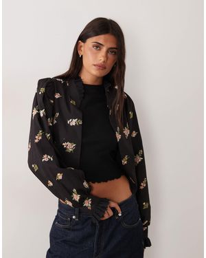 Miss Selfridge Embroidered Trophy Jacket - Black