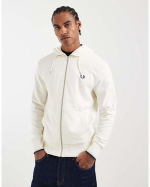 Fred Perry Zip Through Hooded Sweatshirt - White