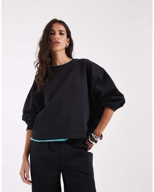 ASOS Sudadera Cropped Boxy Relaxed Brushback En - Negro