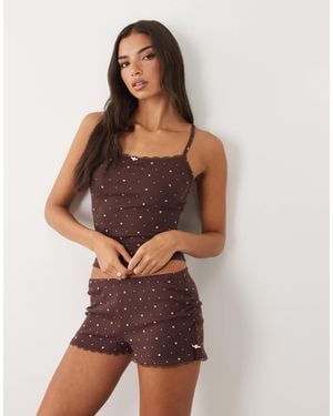 Boux Avenue Floral Pointelle Shorts And Cami Set - Brown