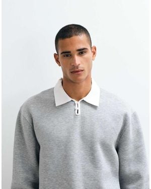 ASOS Polo Rugby Holgado Con Cuello De Muesca Y Botones En Gris