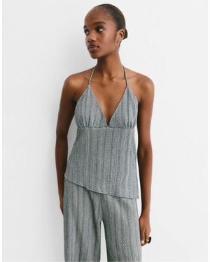 Pull&Bear – asymmetrisches oberteil aus crepe-stoff - Grau