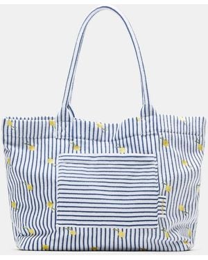 Pull&Bear Stripe Towelling Tote Bag - Blue