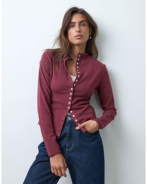 ASOS Supersoftes oberteil mit knopfleiste - Rot