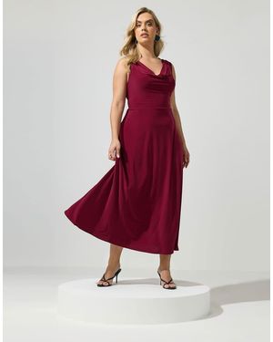 Yours Clothing Drape Front Maxi Dress - Red