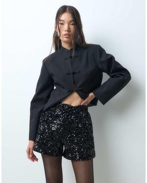 ONLY Short Met Hoge Taille En Lovertjes - Blauw