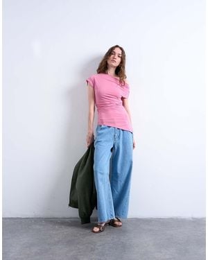 TOPSHOP Asymmetric One Shoulder Top - Pink