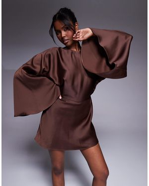 ASOS Structured Batwing Playsuit With Skort Detail - Brown