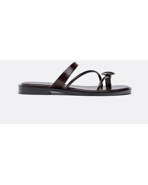Stradivarius Flat Sandals With Stone Detail - White