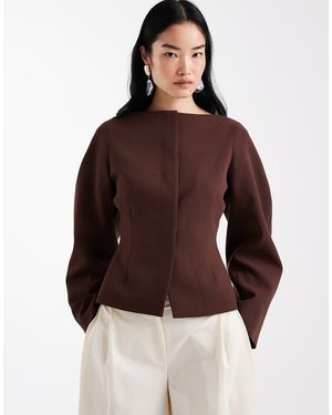 ASOS Slash Neck Blazer - Brown